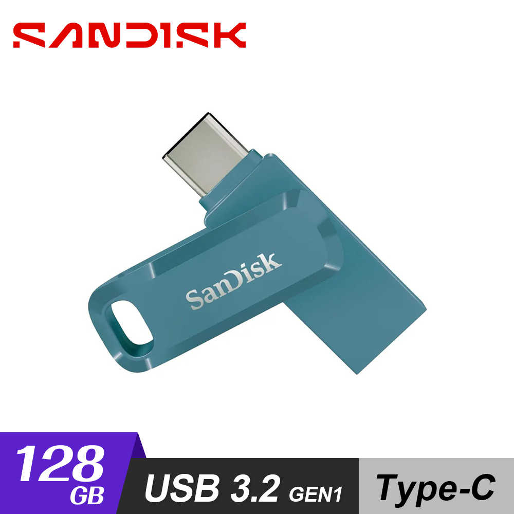 【SanDisk】Ultra Go Type-C 128GB 雙用隨身碟 海灣藍