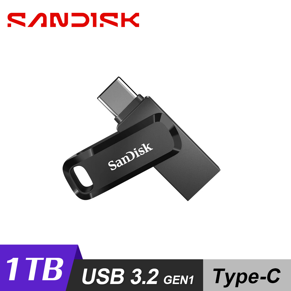 【SanDisk】Ultra Go USB Type-C 1TB 雙用隨身碟 黑色