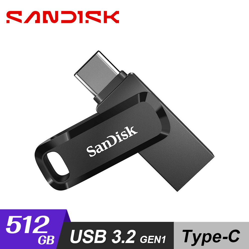 【SanDisk】Ultra Go USB Type-C 512G 雙用隨身碟 黑色
