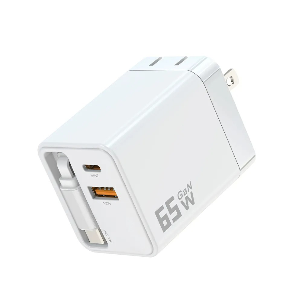 【MCK】MCK-U2450 自帶線二孔氮化鎵快充65W 白色