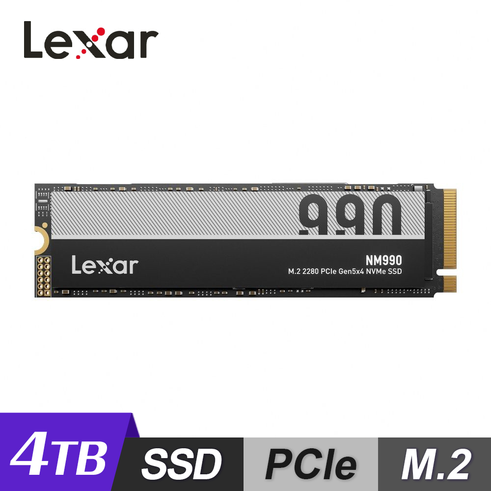 【Lexar 雷克沙】NM990 M.2 2280 PCIe Gen5x4 4TB SSD 固態硬碟