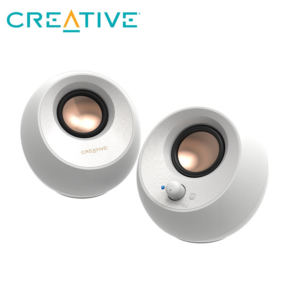 【Creative】Pebble V3 USB-C 藍牙電腦喇叭｜白色