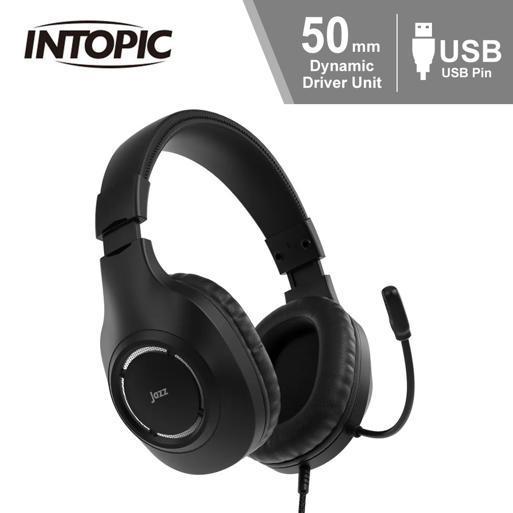【INTOPIC 廣鼎】JAZZ-UB730 暗弦USB頭戴式耳麥