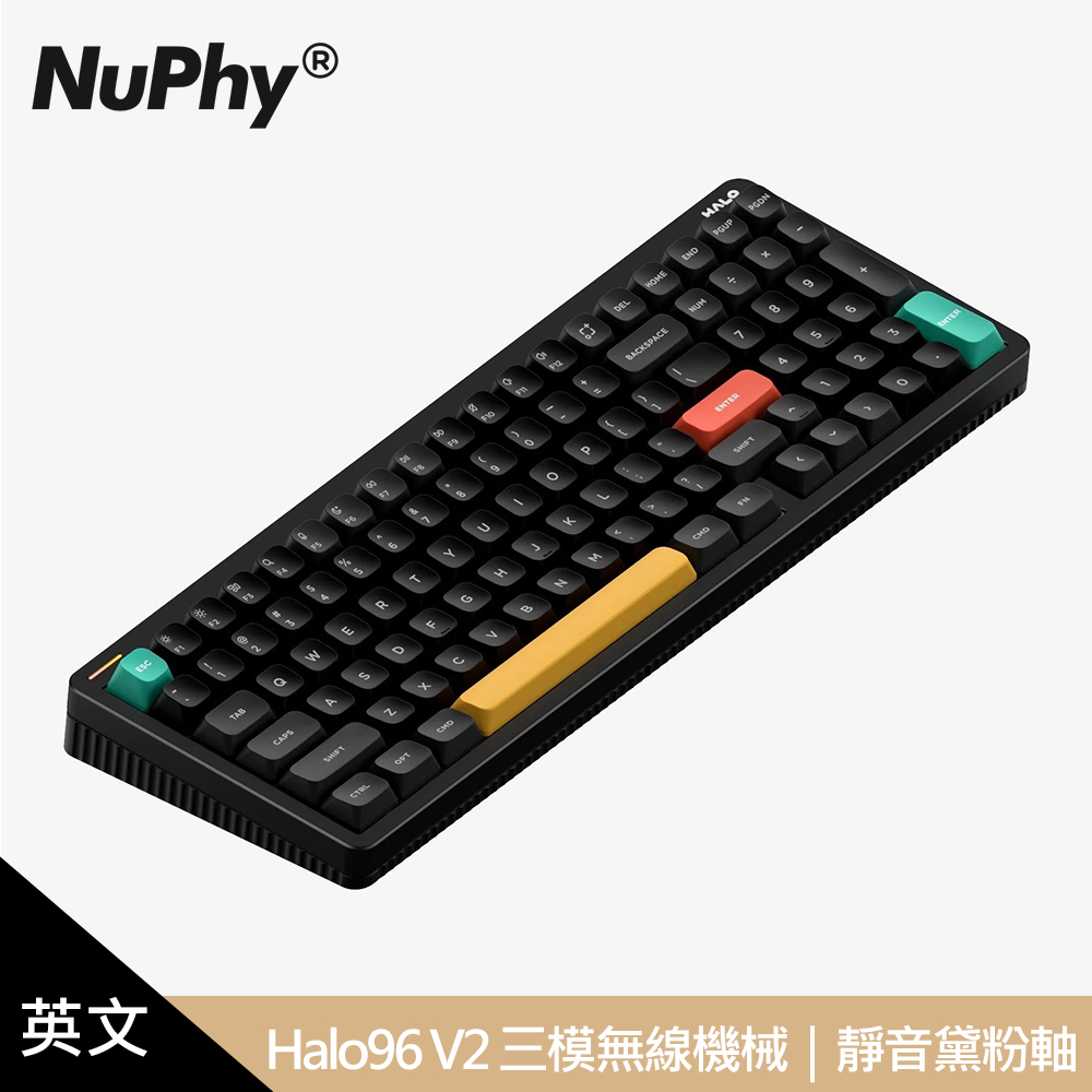 【NUPHY】Halo96 V2 IO 三模無線機械英文鍵盤 曜石黑｜靜音黛粉軸