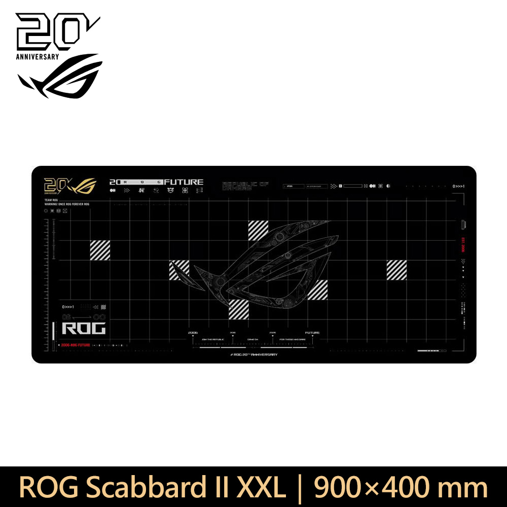 【ASUS 華碩】ROG Scabbard II XXL Edition 20周年電競滑鼠墊