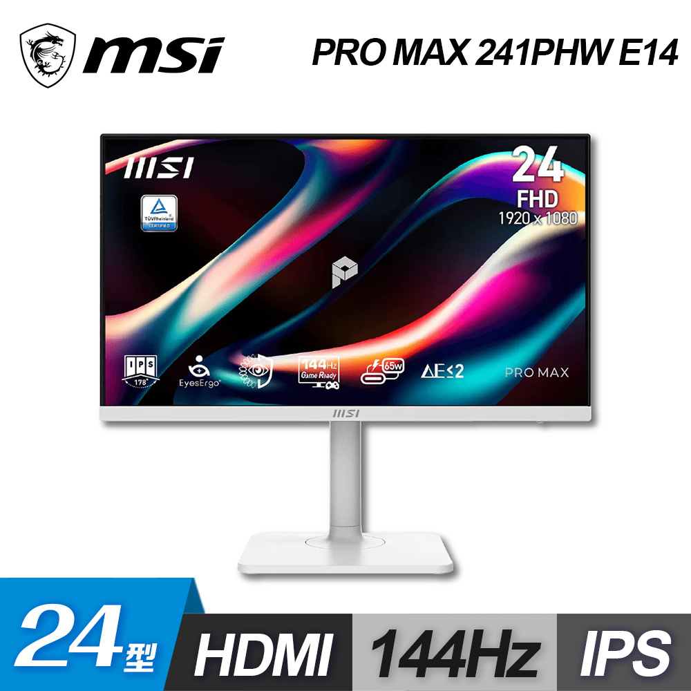 【MSI 微星】PRO MAX 241PHW E14 24型 IPS 護眼商用螢幕