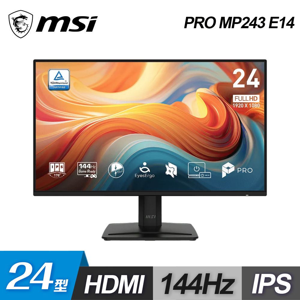 【MSI 微星】PRO MP243 E14 24型 專業護眼顯示器