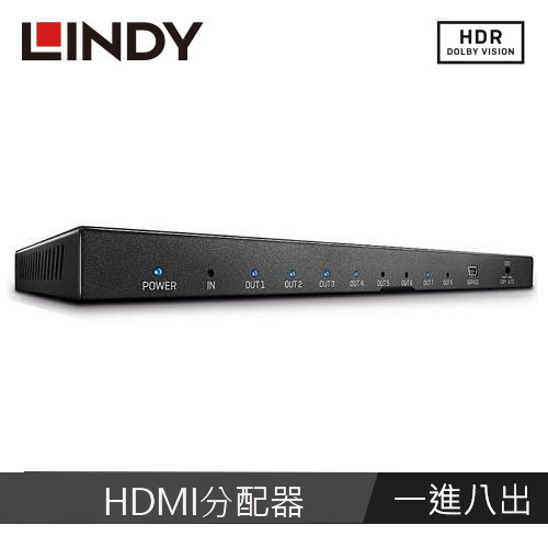 【LINDY 林帝】HDMI2.0 UHD 18G 4K@60HZ 一進八出影像分配器 38237