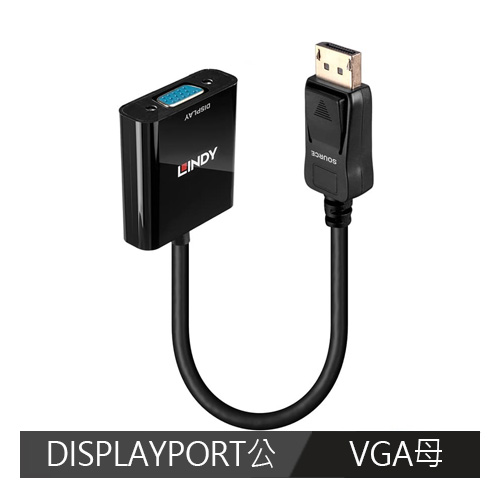 【LINDY 林帝】DISPLAYPORT公 To VGA母 轉換器 41006_A