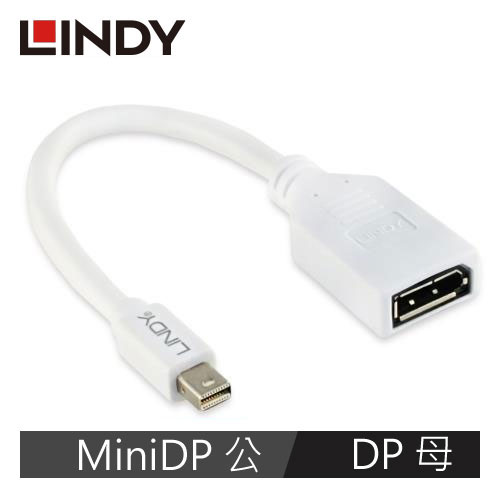 【LINDY 林帝】MINI DISPLAYPORT公 To DISPLAYPOR母 轉接器 20CM 41021