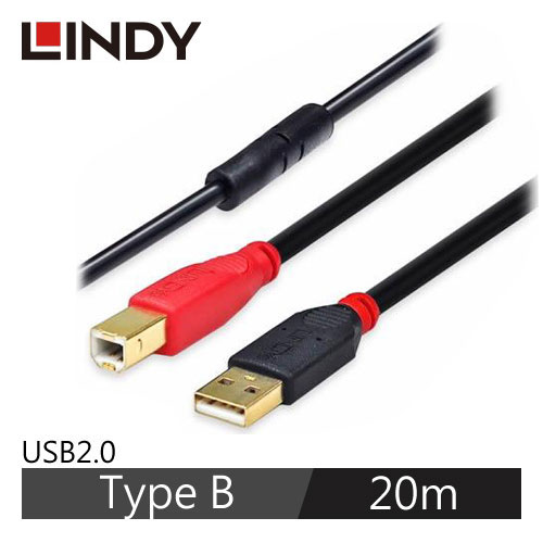 【LINDY 林帝】主動式USB2.0 A公 TO B公 延長線 20M 42763