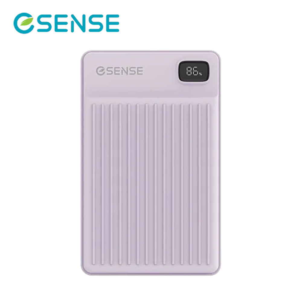 【ESENSE 逸盛】自帶線快充固態行動電源 粉紫色