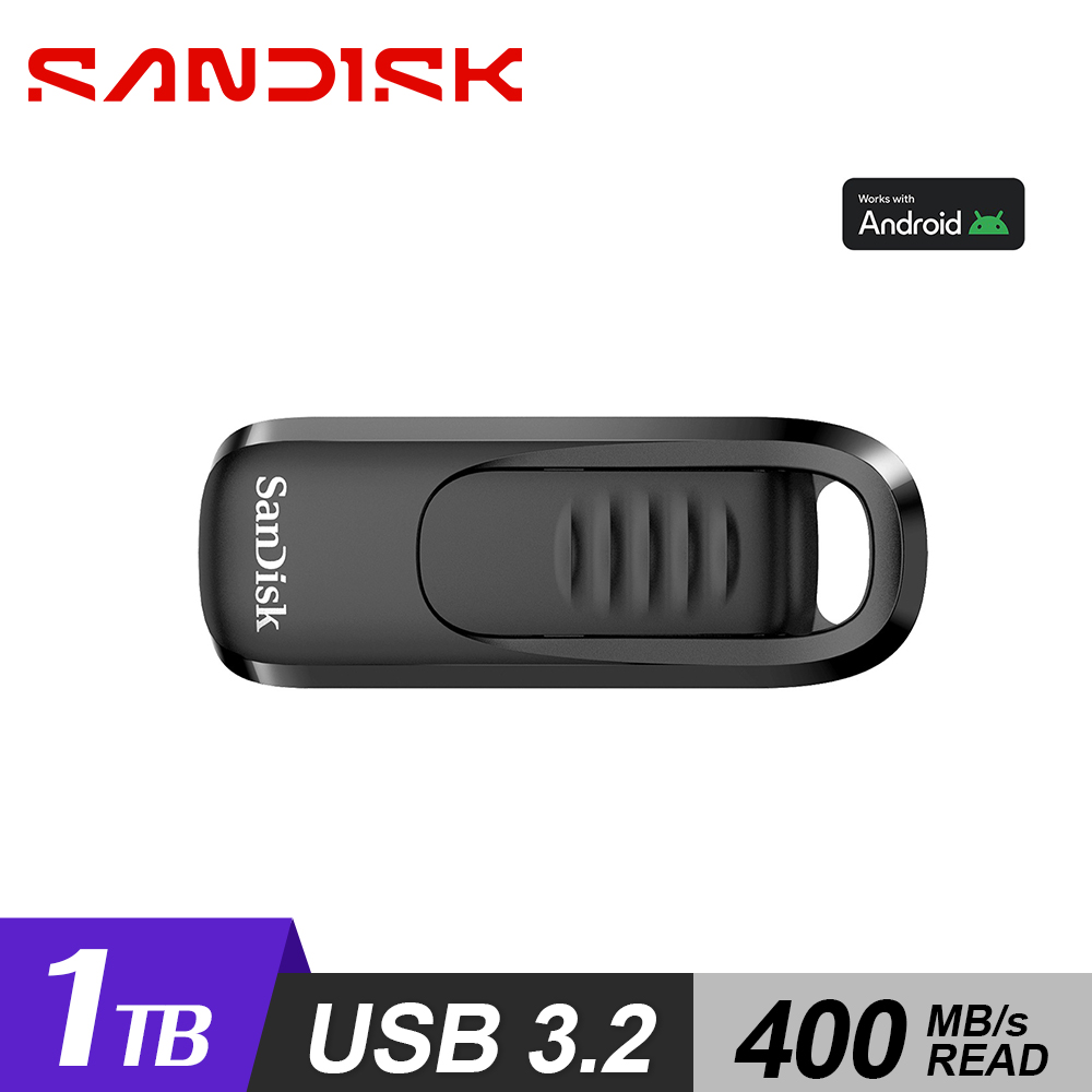 【SanDisk】CZ480 1TB Ultra Slider Type-C 隨身碟 黑色