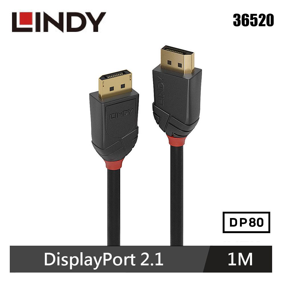 【LINDY 林帝】BLACK LINE DP 2.1版 80G 公 to 公 傳輸線 1M