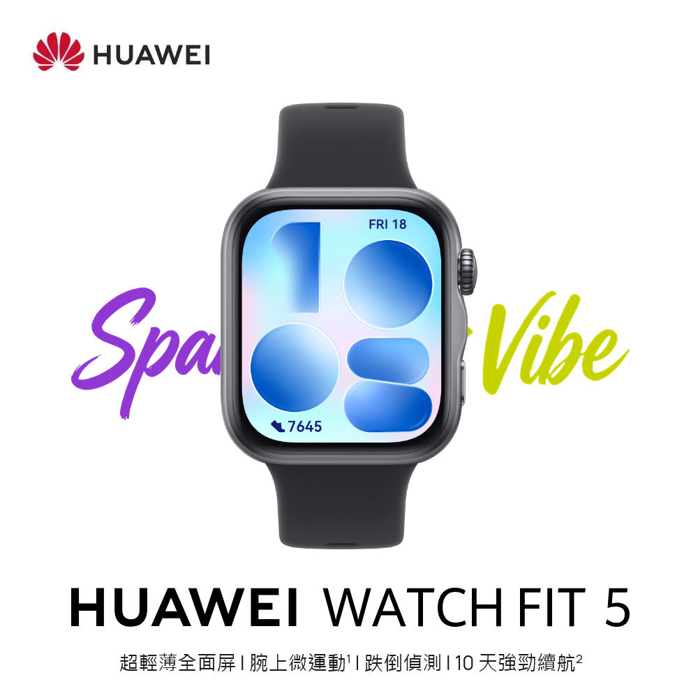 【Huawei 華為】WATCH Fit 5 GPS 健康運動智慧手錶｜韻律黑