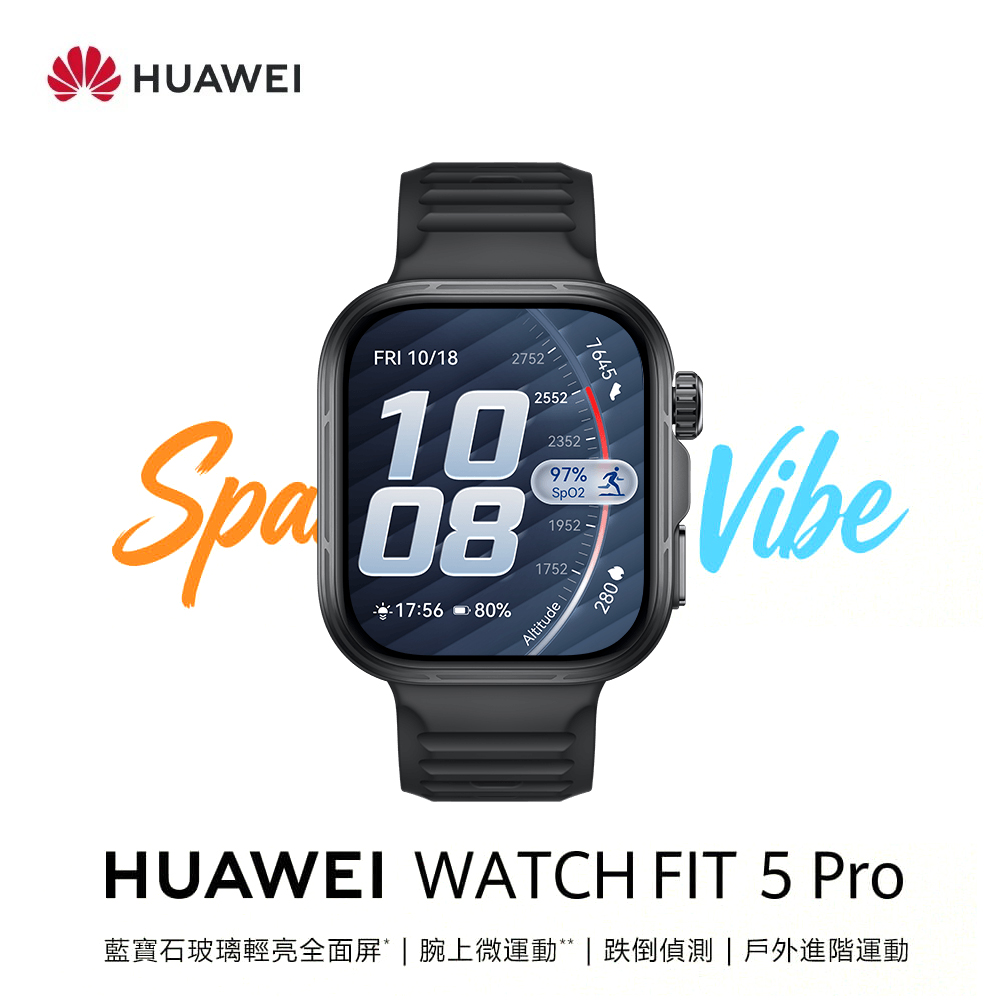 【Huawei 華為】WATCH FIT 5 Pro GPS 健康運動智慧手錶｜雅丹黑