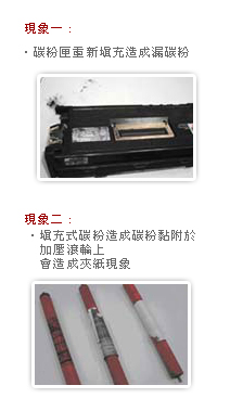 非原廠碳粉、碳粉匣易導致機器損壞