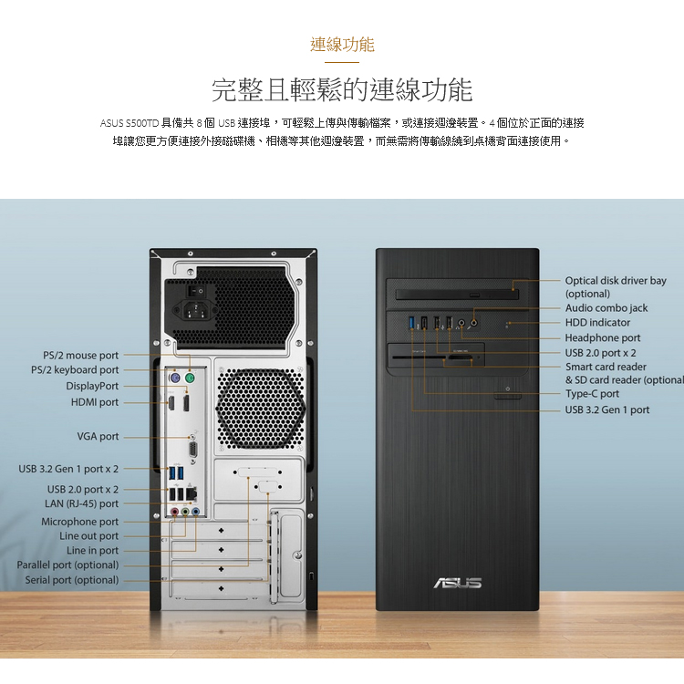 【ASUS 華碩】HS500TD 12代i5/500W 電腦 PChome 24h購物